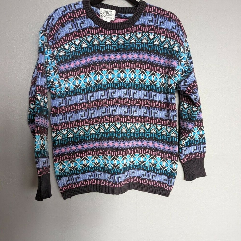 Vintage Brass Plum Nordstrom Womens Multicolor 90's Pullover Sweater Size Large